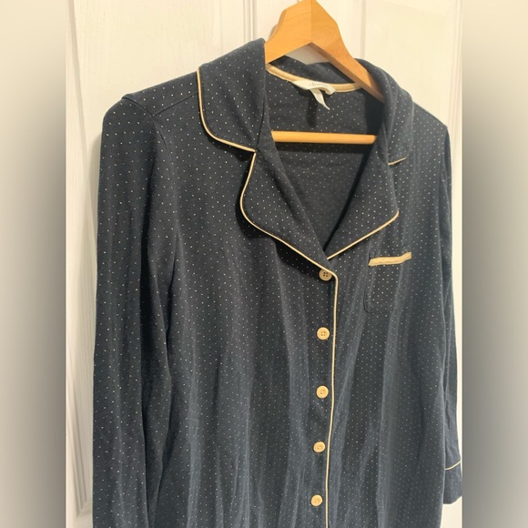 Soma Women's Long Sleeve Sleep Lounge Top Long Sleeve Large Black Button Front - Picture 1 of 9